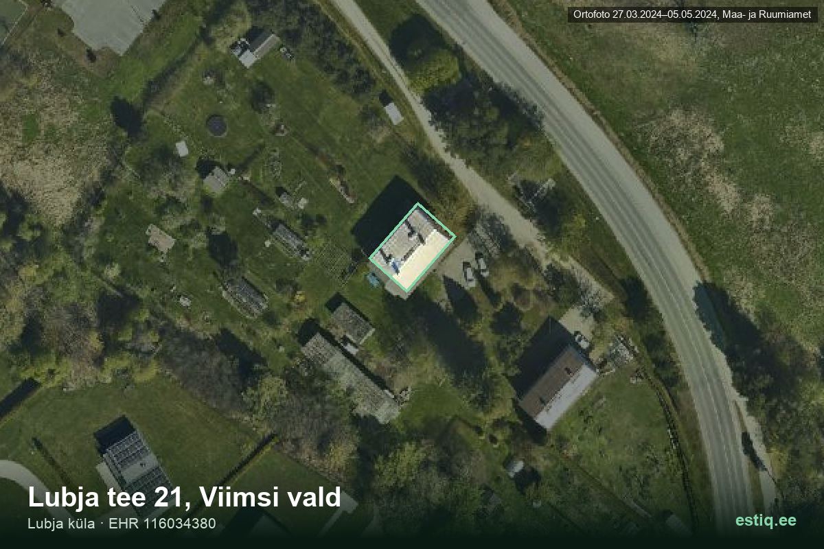 Lubja tee 21, Viimsi – aerial photo of the building, outline from the Building Register (EHR)
