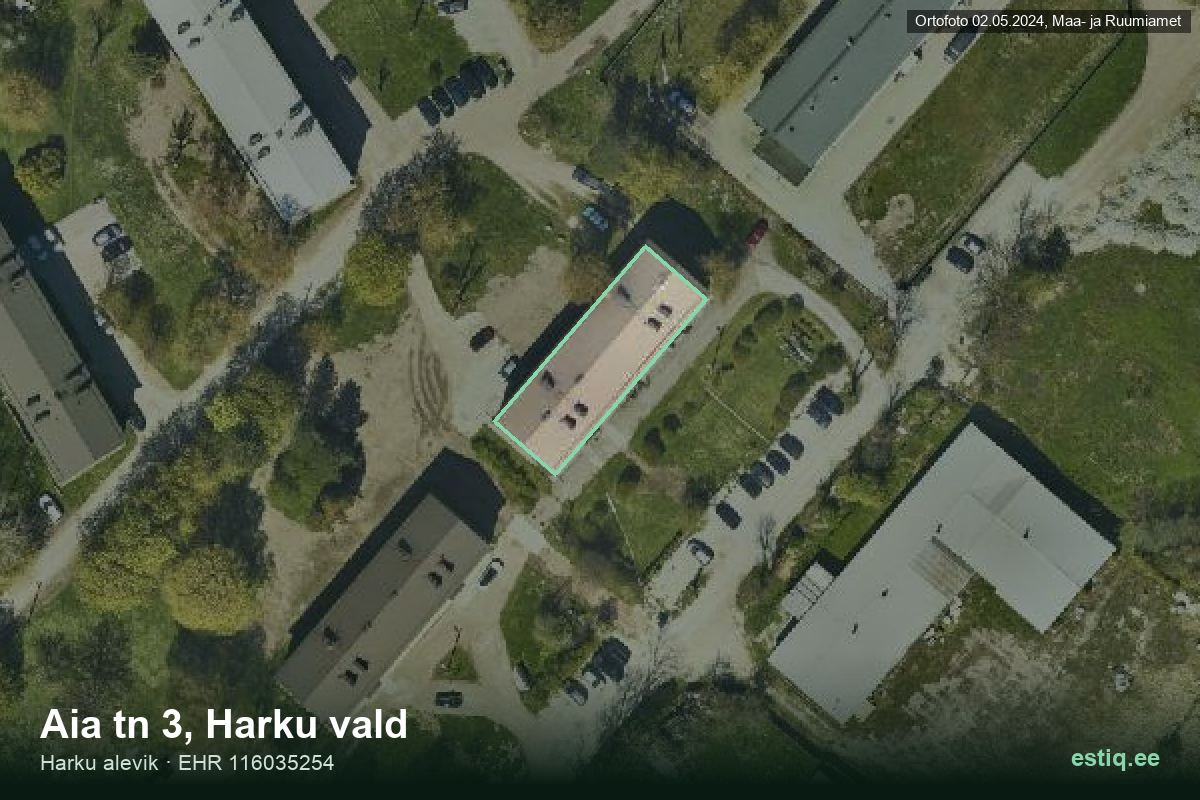 Aia tänav 3, Harku – aerial photo of the building, outline from the Building Register (EHR)