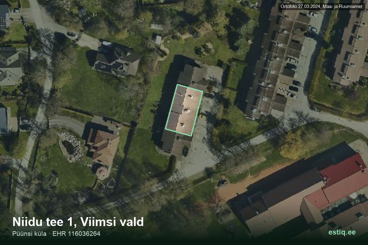 Niidu tee 1, Viimsi – hoone aerofoto, kontuur ehitisregistri (EHR) andmetest