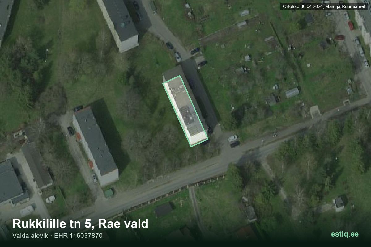 Rukkilille tänav 5, Rae – hoone aerofoto, kontuur ehitisregistri (EHR) andmetest