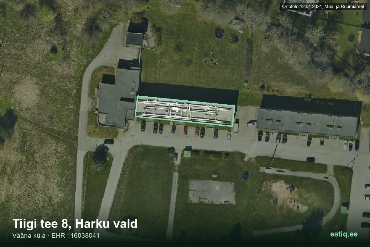 Tiigi tee 8, Harku – hoone aerofoto, kontuur ehitisregistri (EHR) andmetest