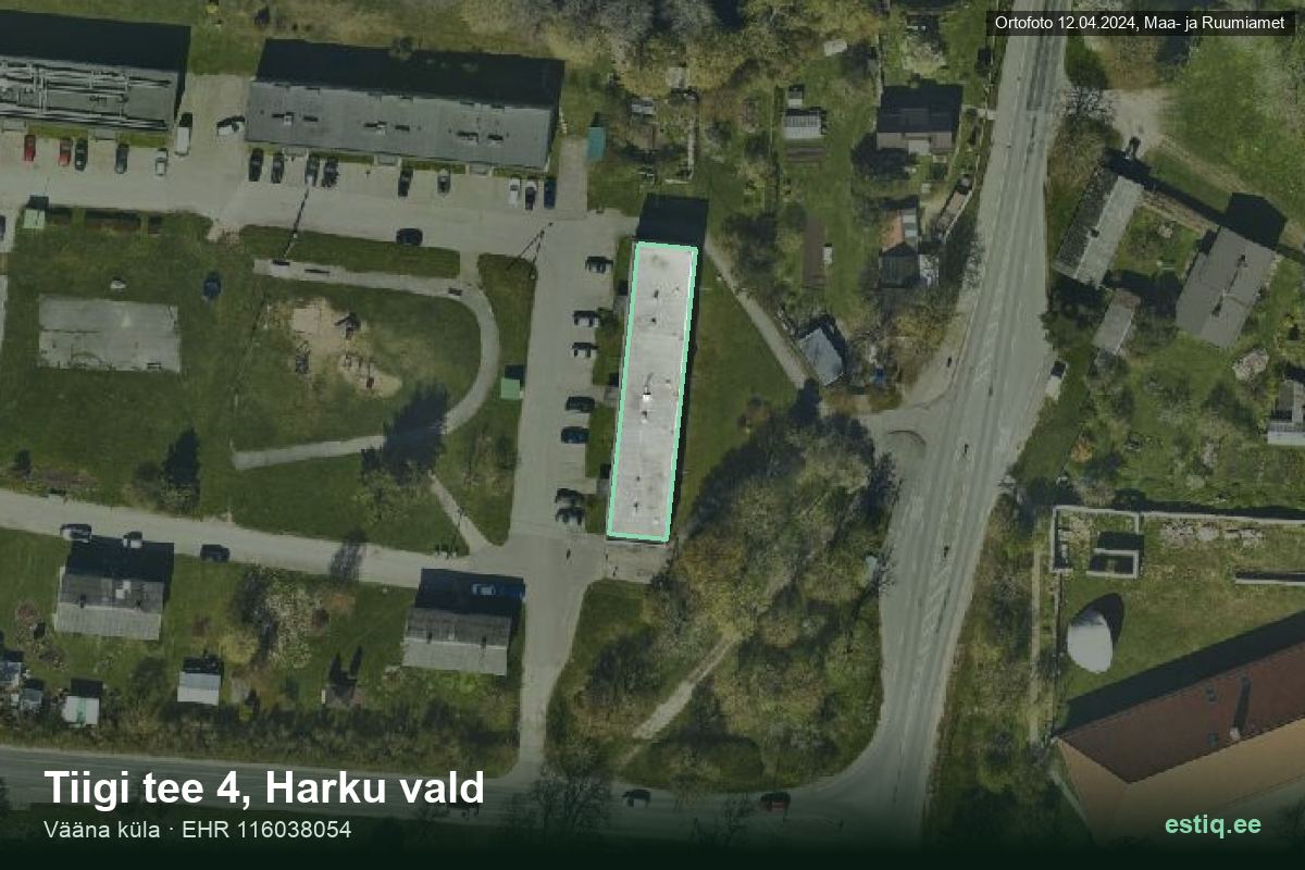 Tiigi tee 4, Harku – hoone aerofoto, kontuur ehitisregistri (EHR) andmetest