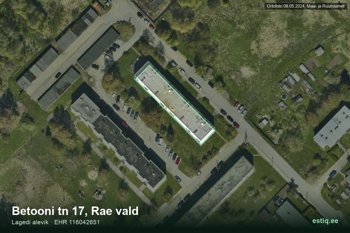 Betooni tänav 17, Rae – hoone aerofoto, kontuur ehitisregistri (EHR) andmetest