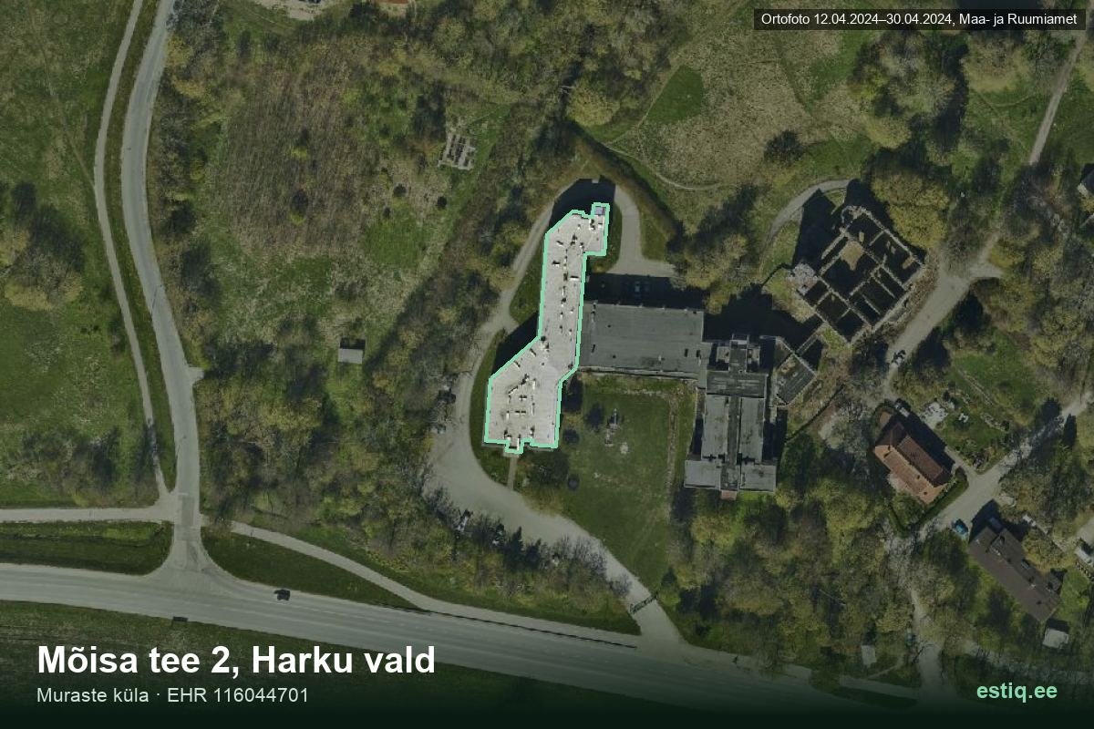 Mõisa tee 2, Harku – hoone aerofoto, kontuur ehitisregistri (EHR) andmetest