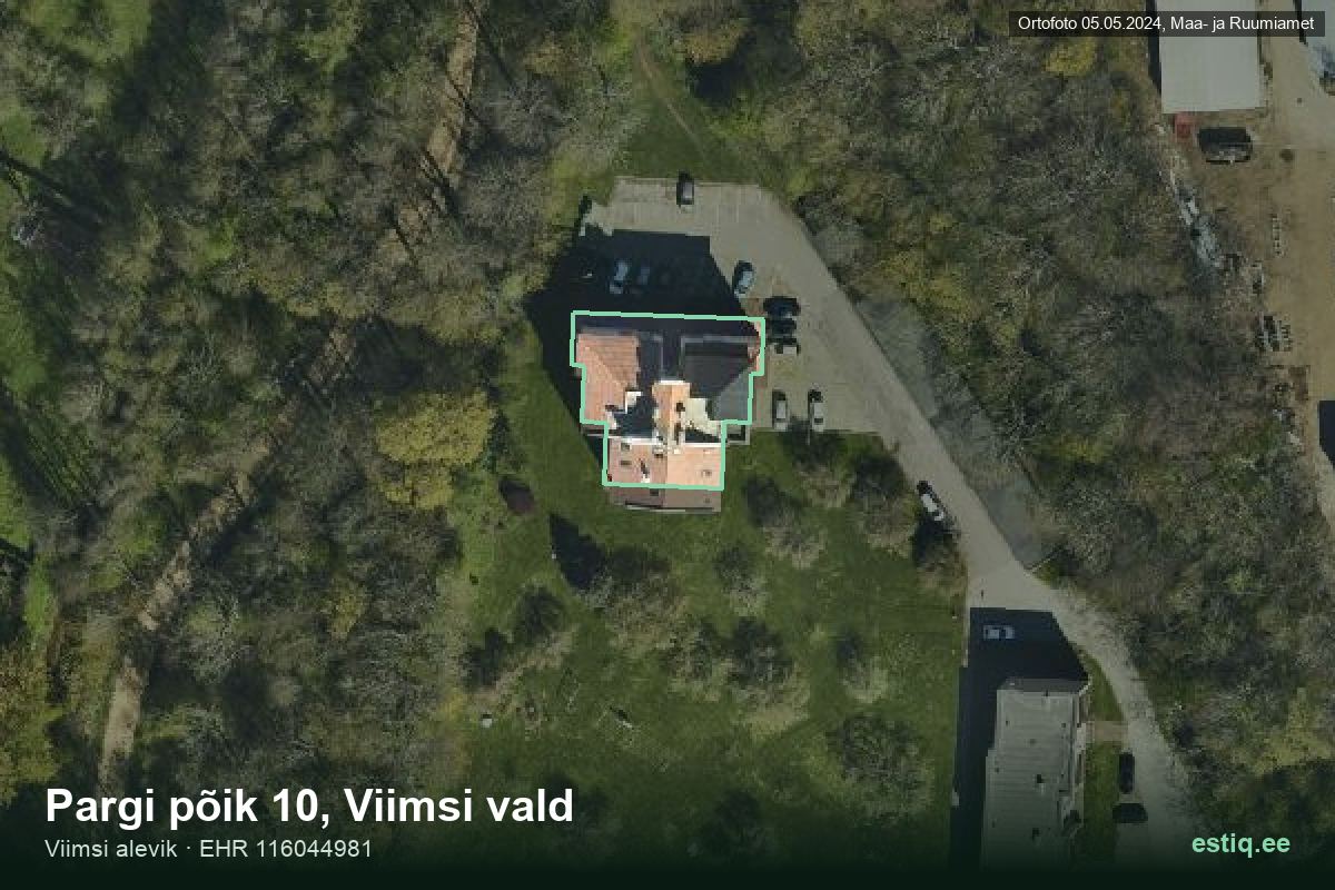 Pargi põik 10, Viimsi – hoone aerofoto, kontuur ehitisregistri (EHR) andmetest
