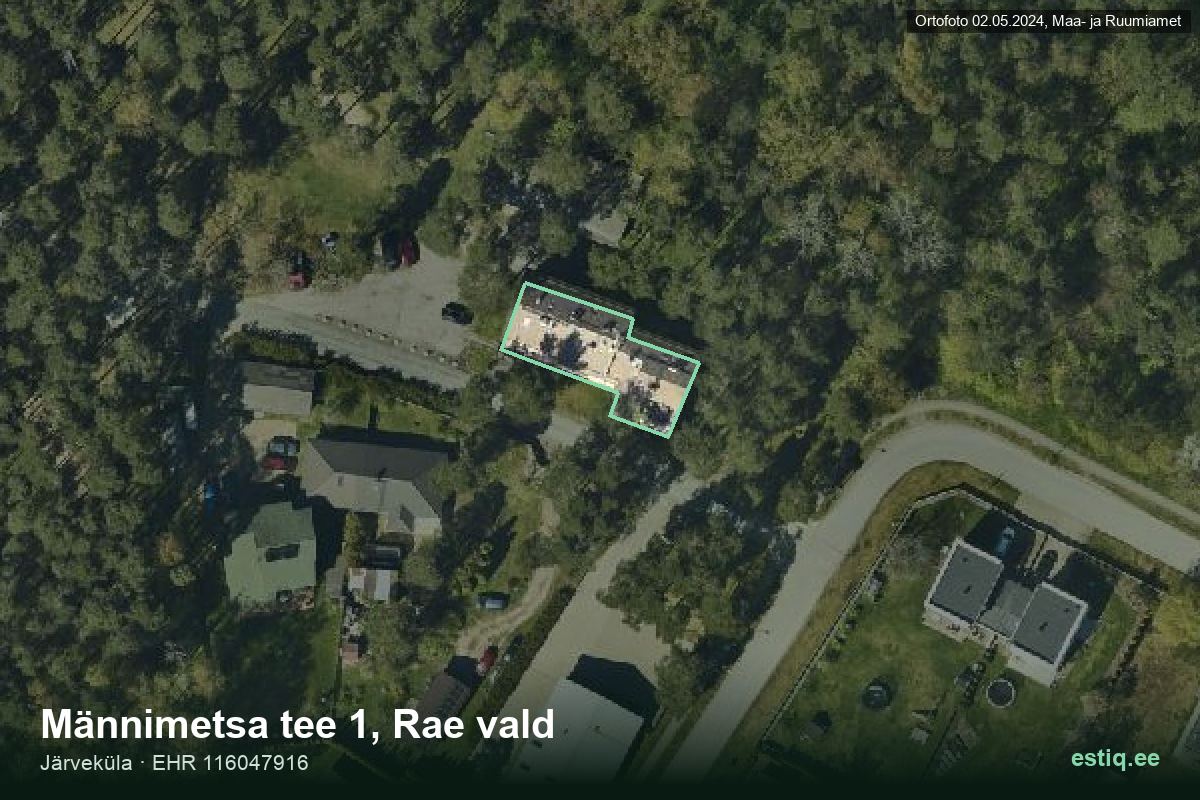 Männimetsa tee 1, Rae – hoone aerofoto, kontuur ehitisregistri (EHR) andmetest