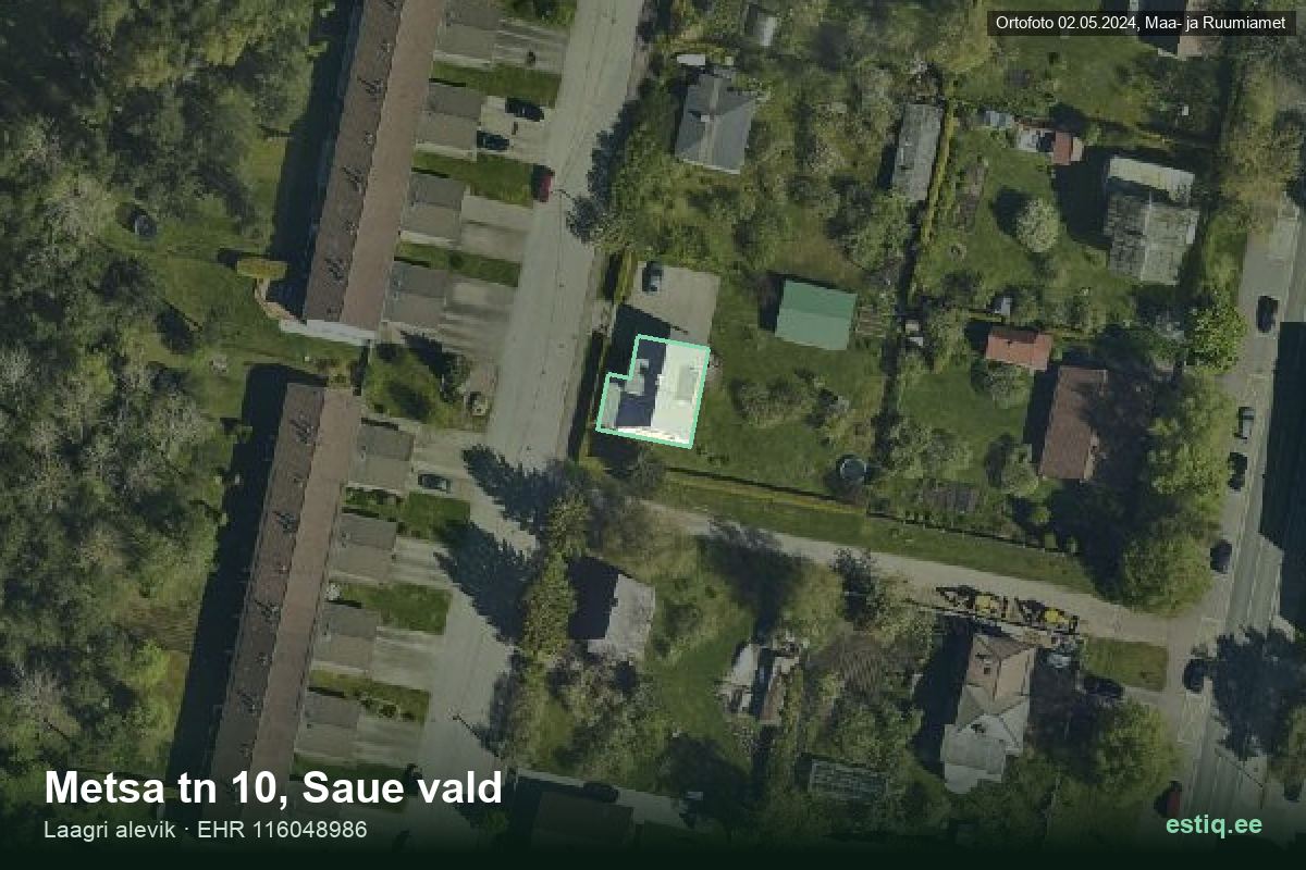 Metsa tänav 10, Saue – hoone aerofoto, kontuur ehitisregistri (EHR) andmetest