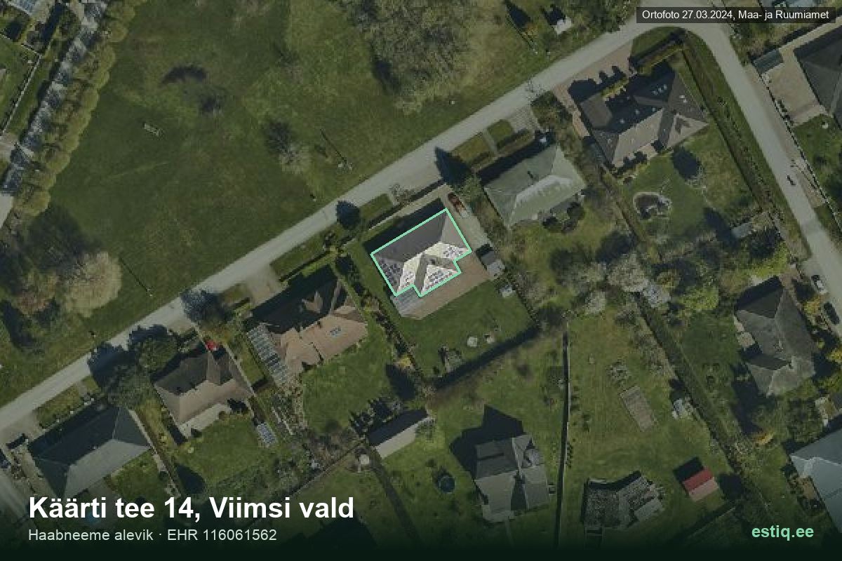 Käärti tee 14, Viimsi – hoone aerofoto, kontuur ehitisregistri (EHR) andmetest