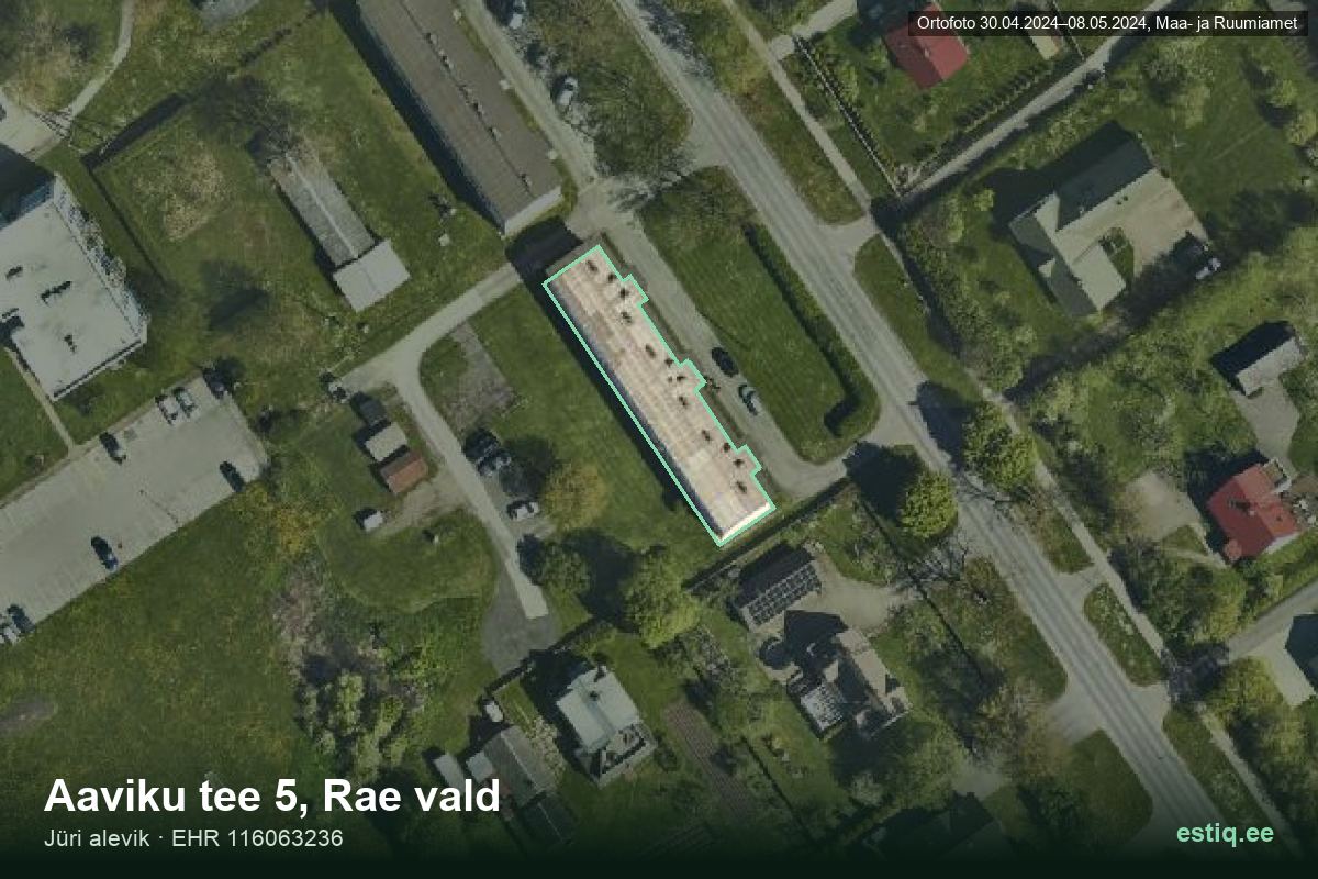 Aaviku tee 5, Rae – hoone aerofoto, kontuur ehitisregistri (EHR) andmetest