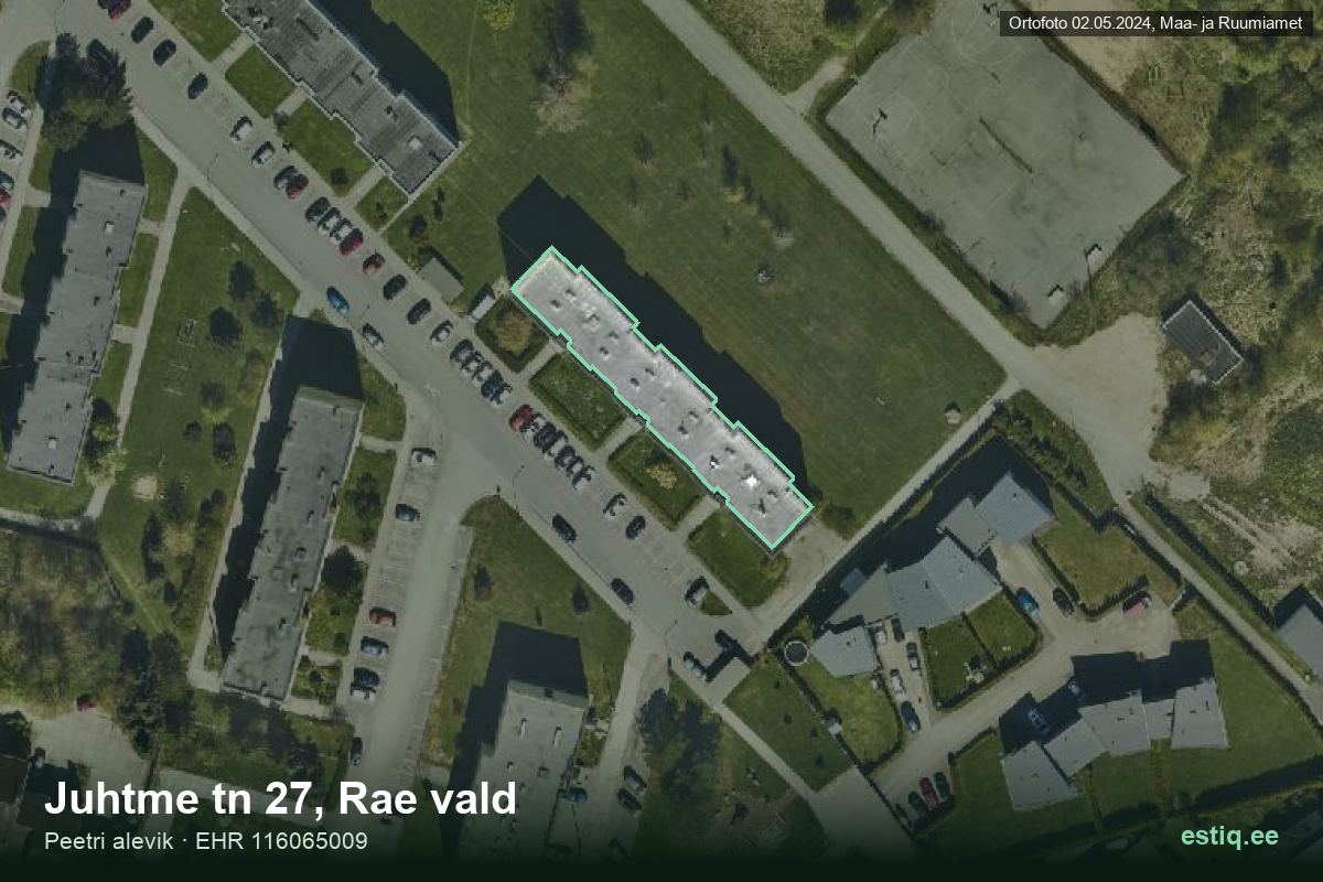 Juhtme tänav 27, Rae – aerial photo of the building, outline from the Building Register (EHR)