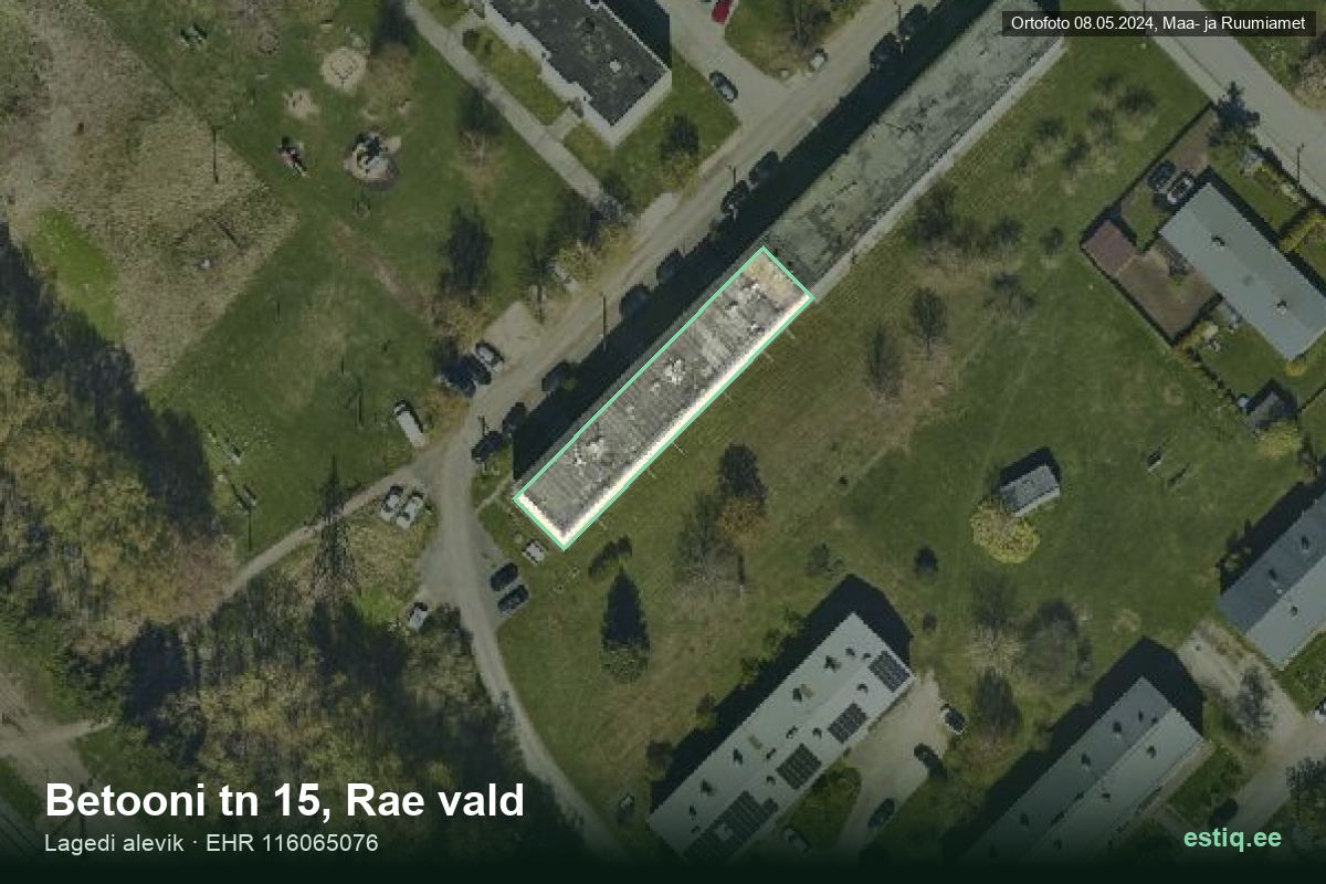 Betooni tänav 15, Rae – hoone aerofoto, kontuur ehitisregistri (EHR) andmetest