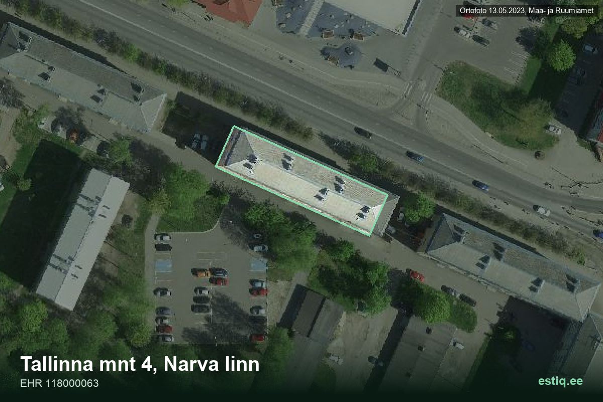 Tallinna mnt 4, Narva – hoone aerofoto, kontuur ehitisregistri (EHR) andmetest