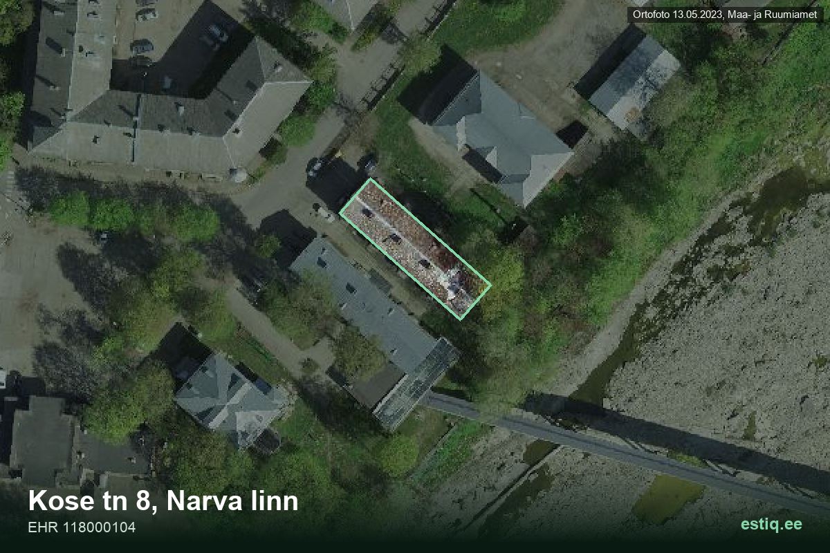 Kose tänav 8, Narva – aerial photo of the building, outline from the Building Register (EHR)