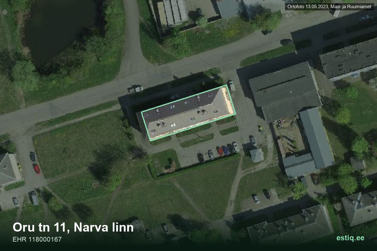 Oru tänav 11, Narva – hoone aerofoto, kontuur ehitisregistri (EHR) andmetest