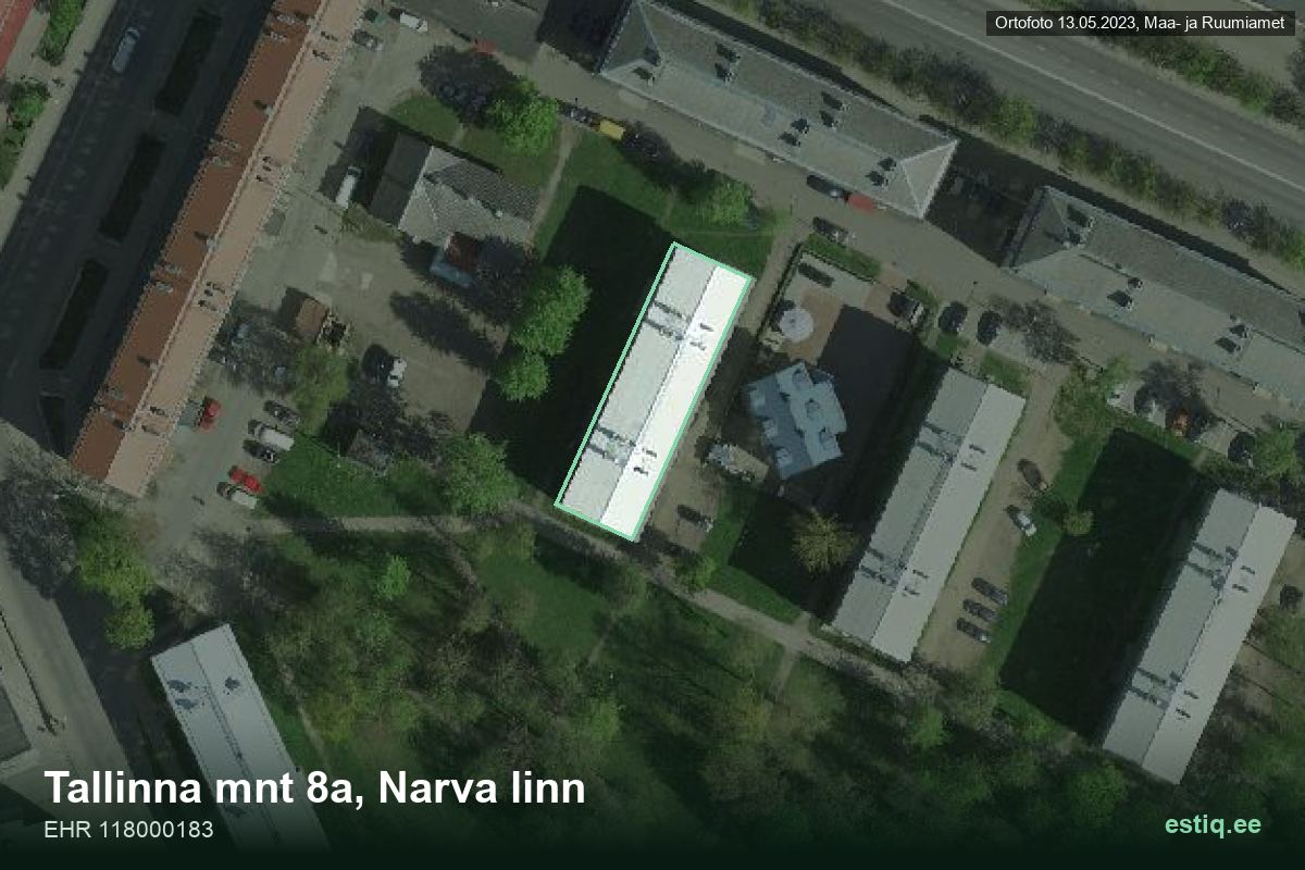 Tallinna mnt 8a, Narva – hoone aerofoto, kontuur ehitisregistri (EHR) andmetest