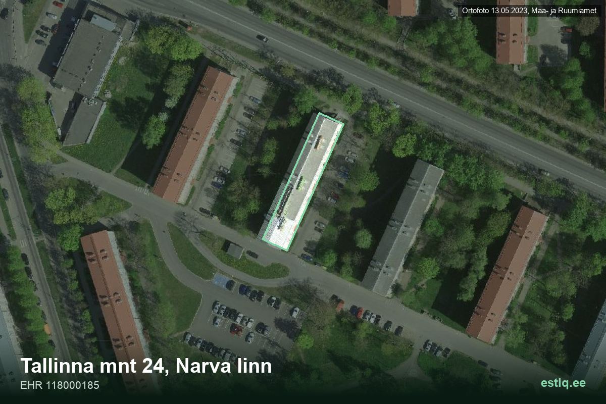 Tallinna mnt 24, Narva – hoone aerofoto, kontuur ehitisregistri (EHR) andmetest