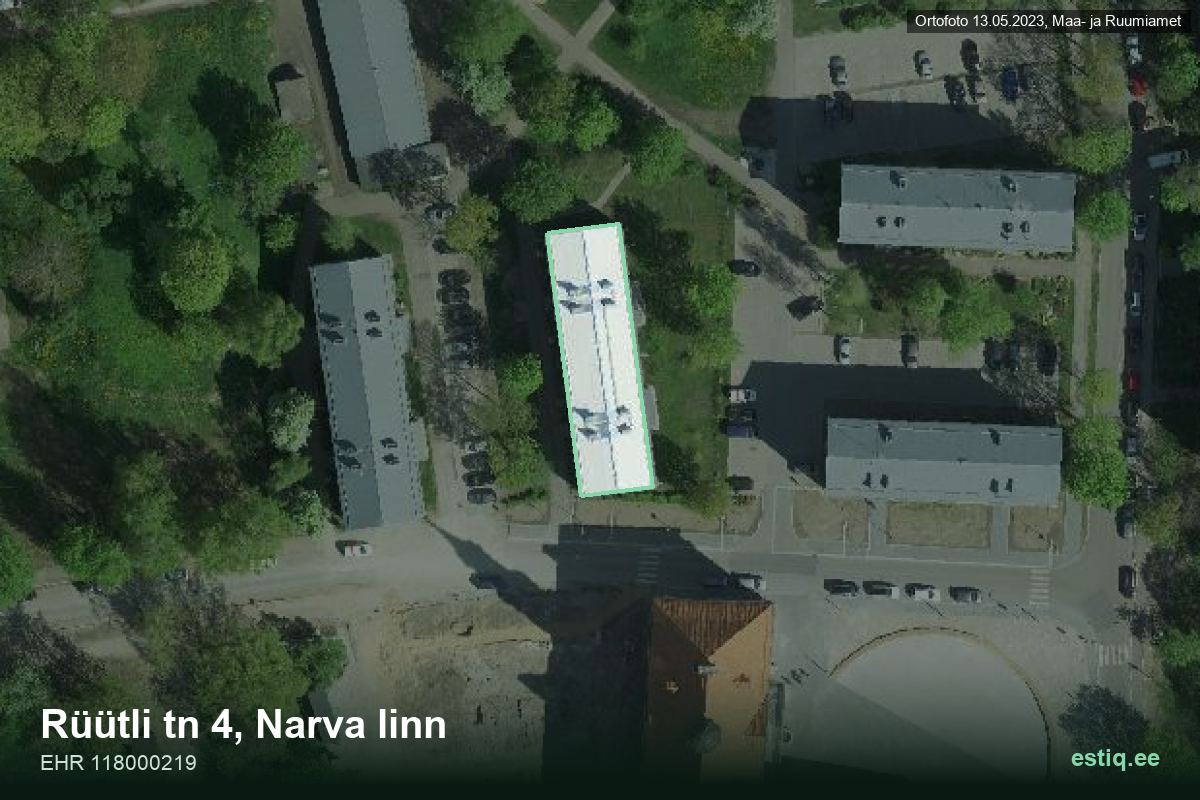 Rüütli tänav 4, Narva – aerial photo of the building, outline from the Building Register (EHR)