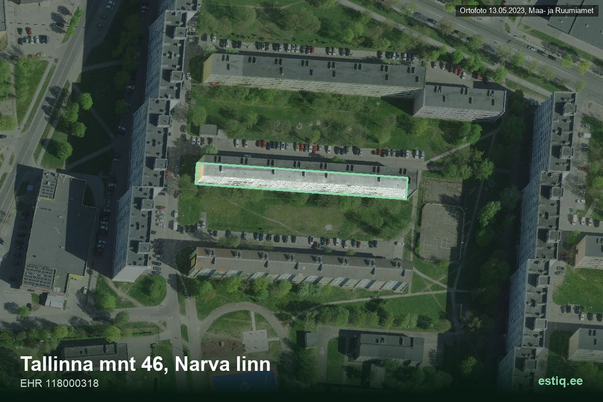 Tallinna mnt 46, Narva – hoone aerofoto, kontuur ehitisregistri (EHR) andmetest