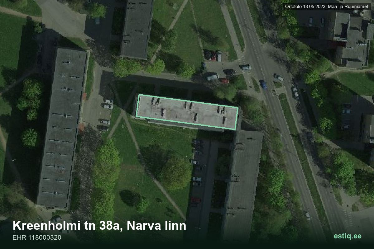 Kreenholmi tänav 38a, Narva – aerial photo of the building, outline from the Building Register (EHR)