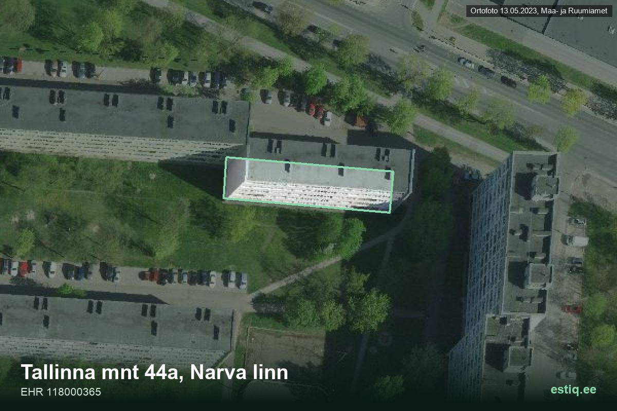 Tallinna mnt 44a, Narva – hoone aerofoto, kontuur ehitisregistri (EHR) andmetest