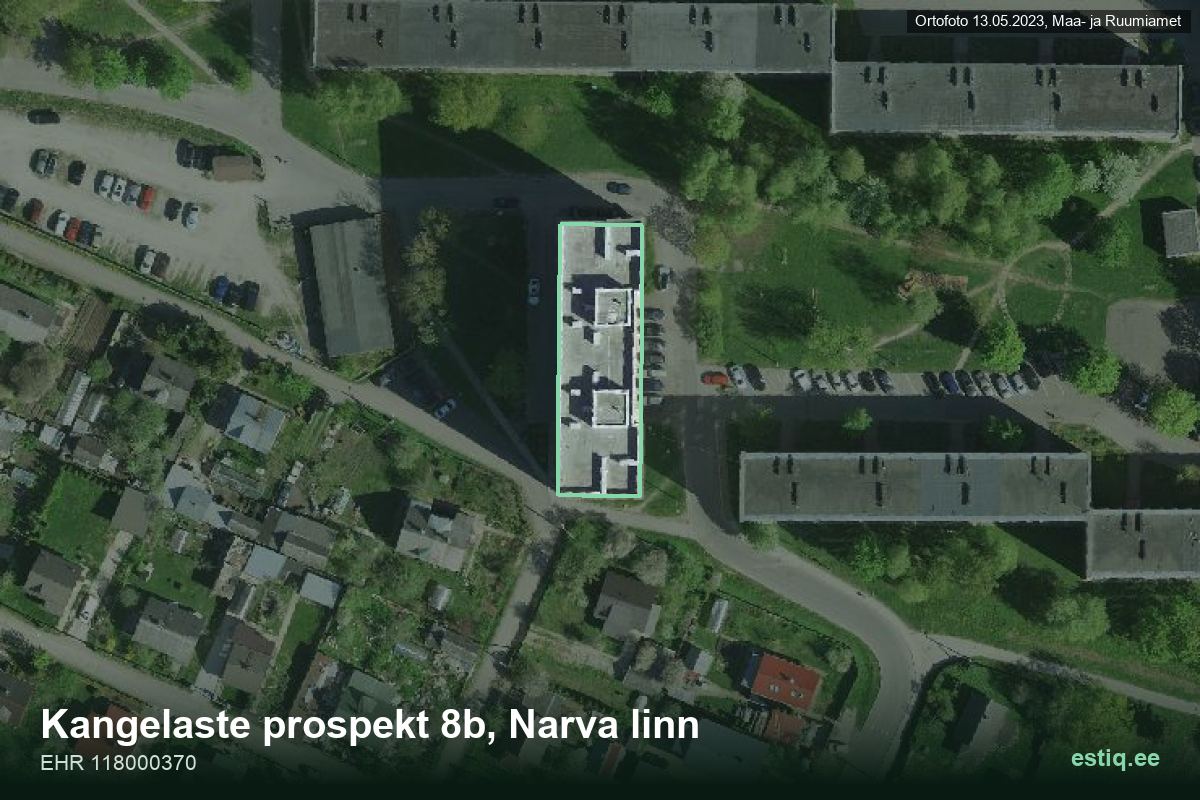 Kangelaste prospekt 8b, Narva – hoone aerofoto, kontuur ehitisregistri (EHR) andmetest