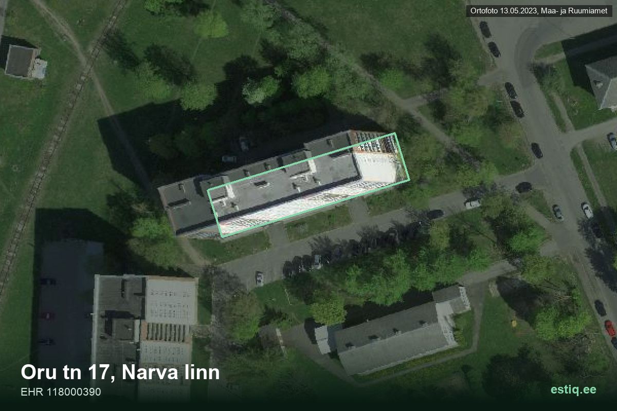 Oru tänav 17, Narva – hoone aerofoto, kontuur ehitisregistri (EHR) andmetest