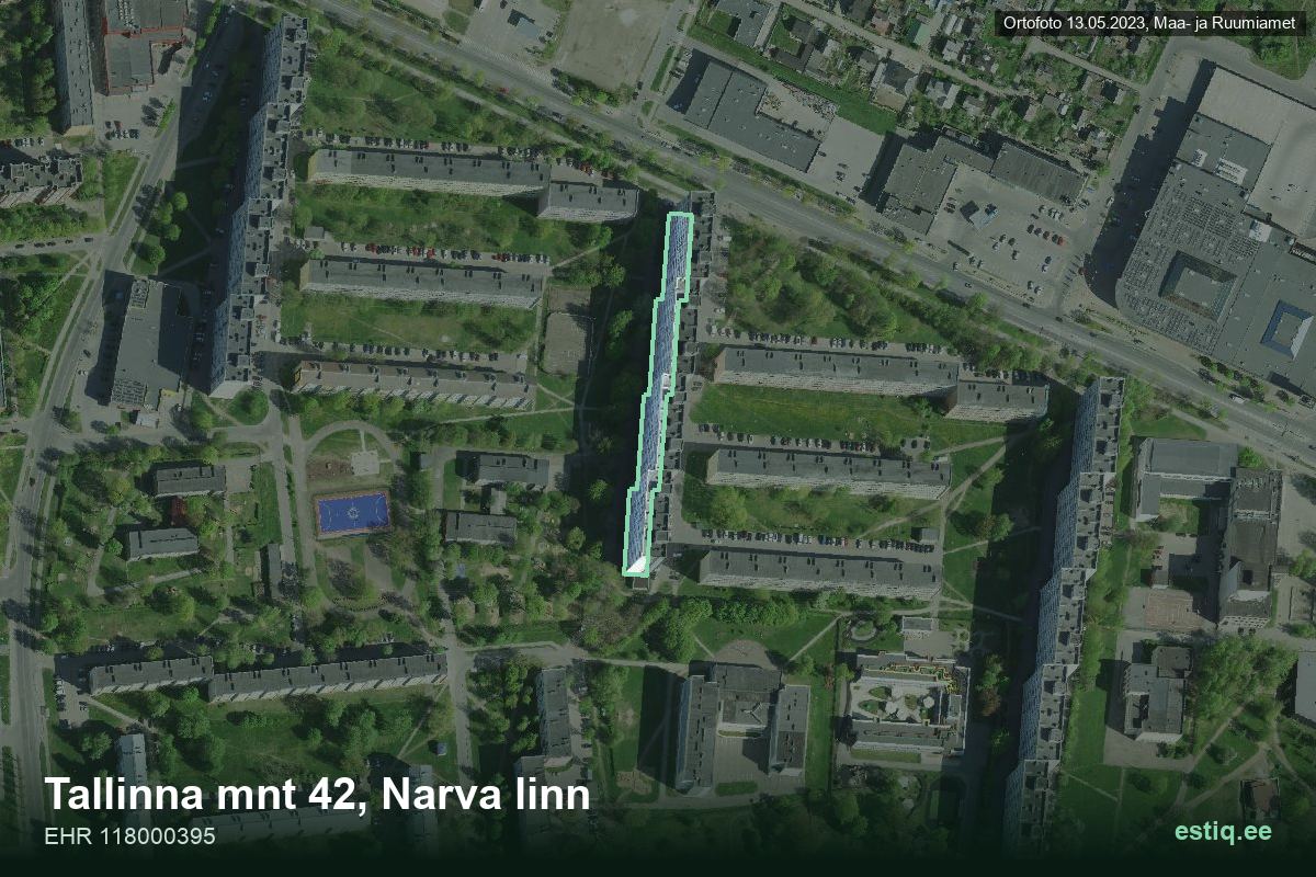 Tallinna mnt 42, Narva – hoone aerofoto, kontuur ehitisregistri (EHR) andmetest