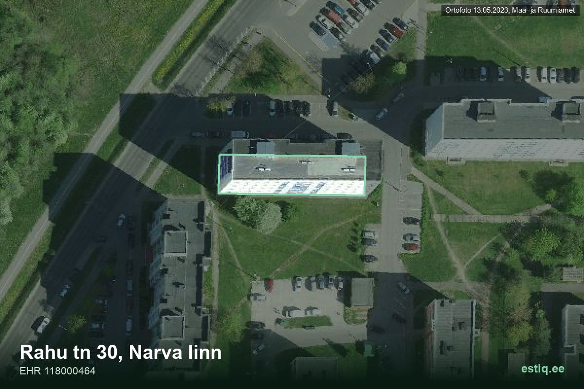 Rahu tänav 30, Narva – aerial photo of the building, outline from the Building Register (EHR)