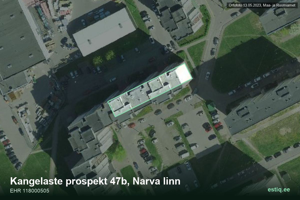 Kangelaste prospekt 47b, Narva – aerial photo of the building, outline from the Building Register (EHR)