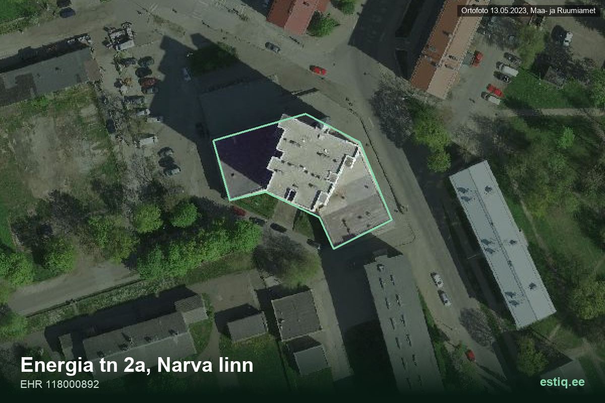 Energia tänav 2a, Narva – hoone aerofoto, kontuur ehitisregistri (EHR) andmetest