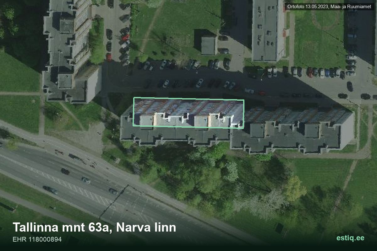 Tallinna mnt 63a, Narva – hoone aerofoto, kontuur ehitisregistri (EHR) andmetest