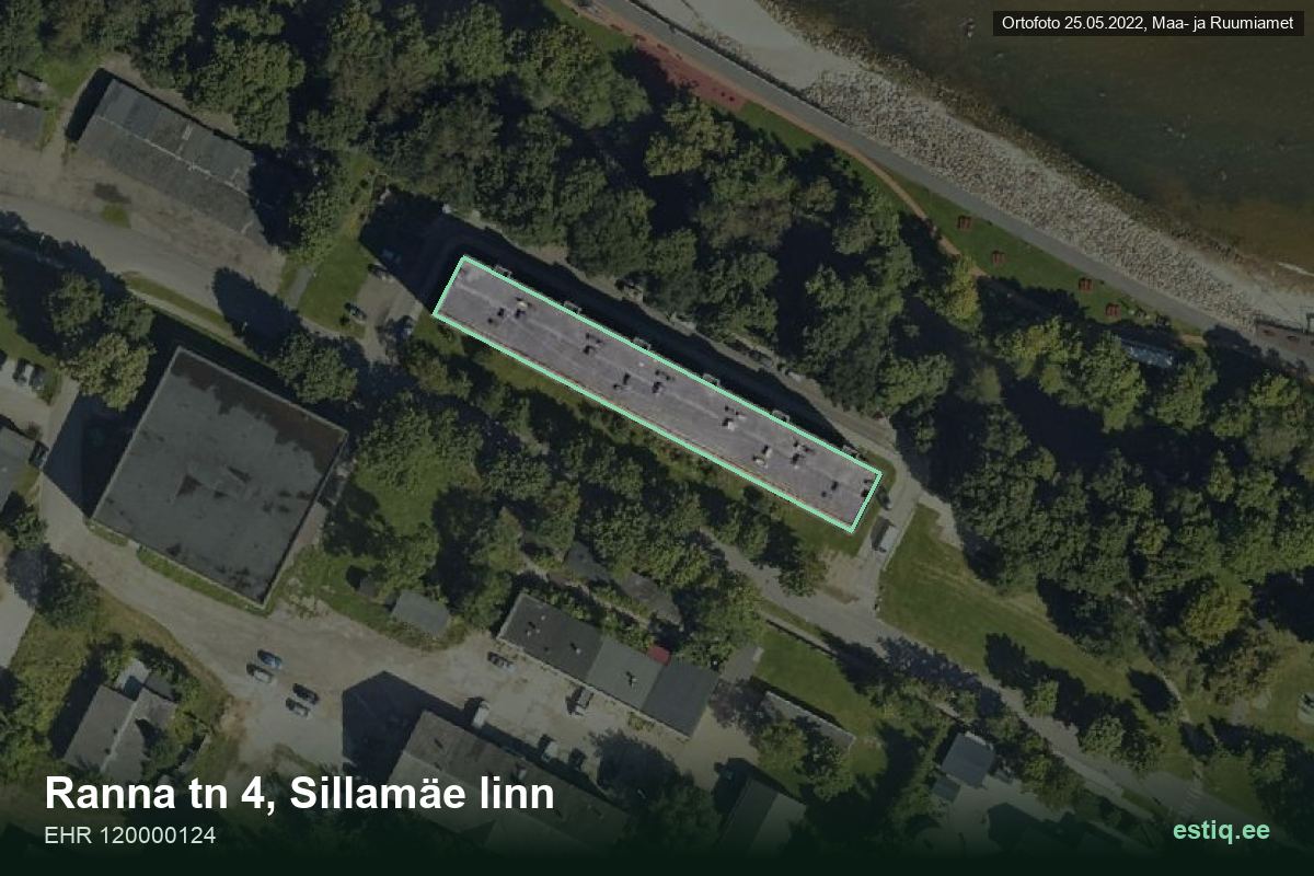 Ranna tänav 4, Sillamäe – hoone aerofoto, kontuur ehitisregistri (EHR) andmetest