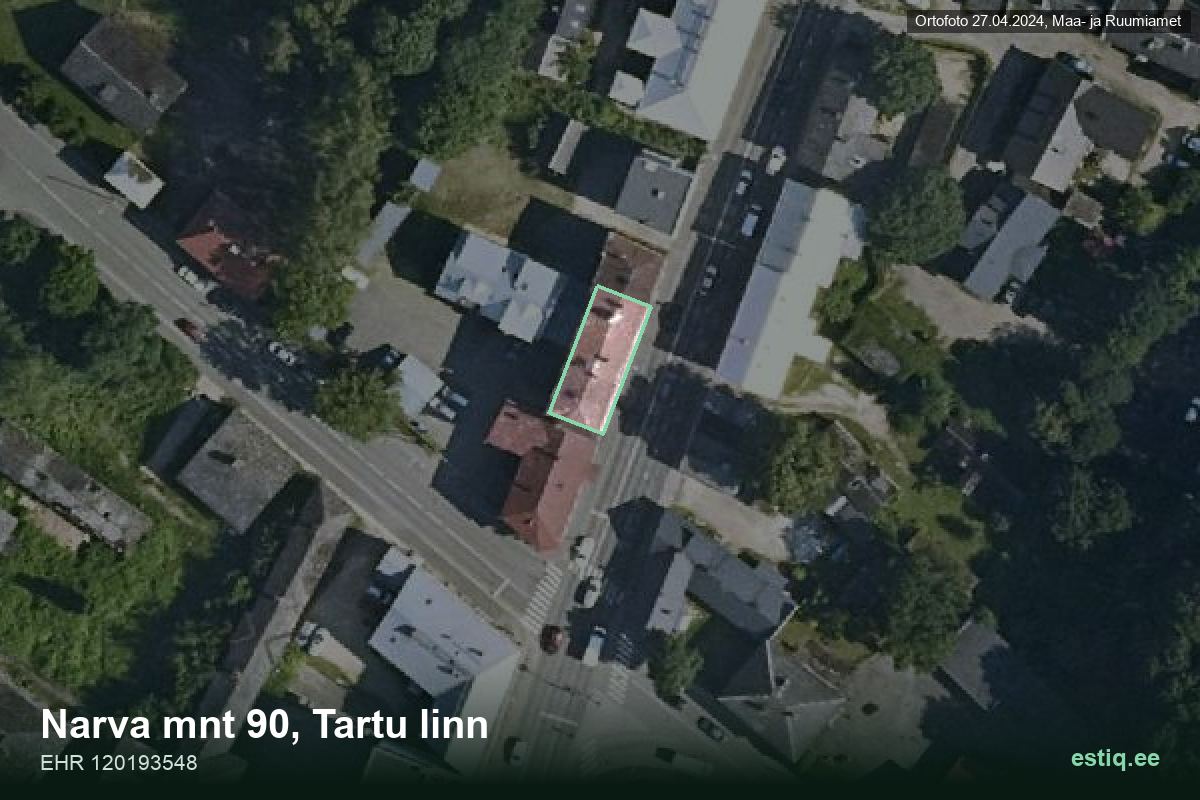 Narva mnt 90, Tartu – hoone aerofoto, kontuur ehitisregistri (EHR) andmetest