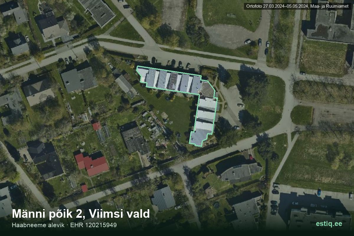 Männi põik 2, Viimsi – aerial photo of the building, outline from the Building Register (EHR)