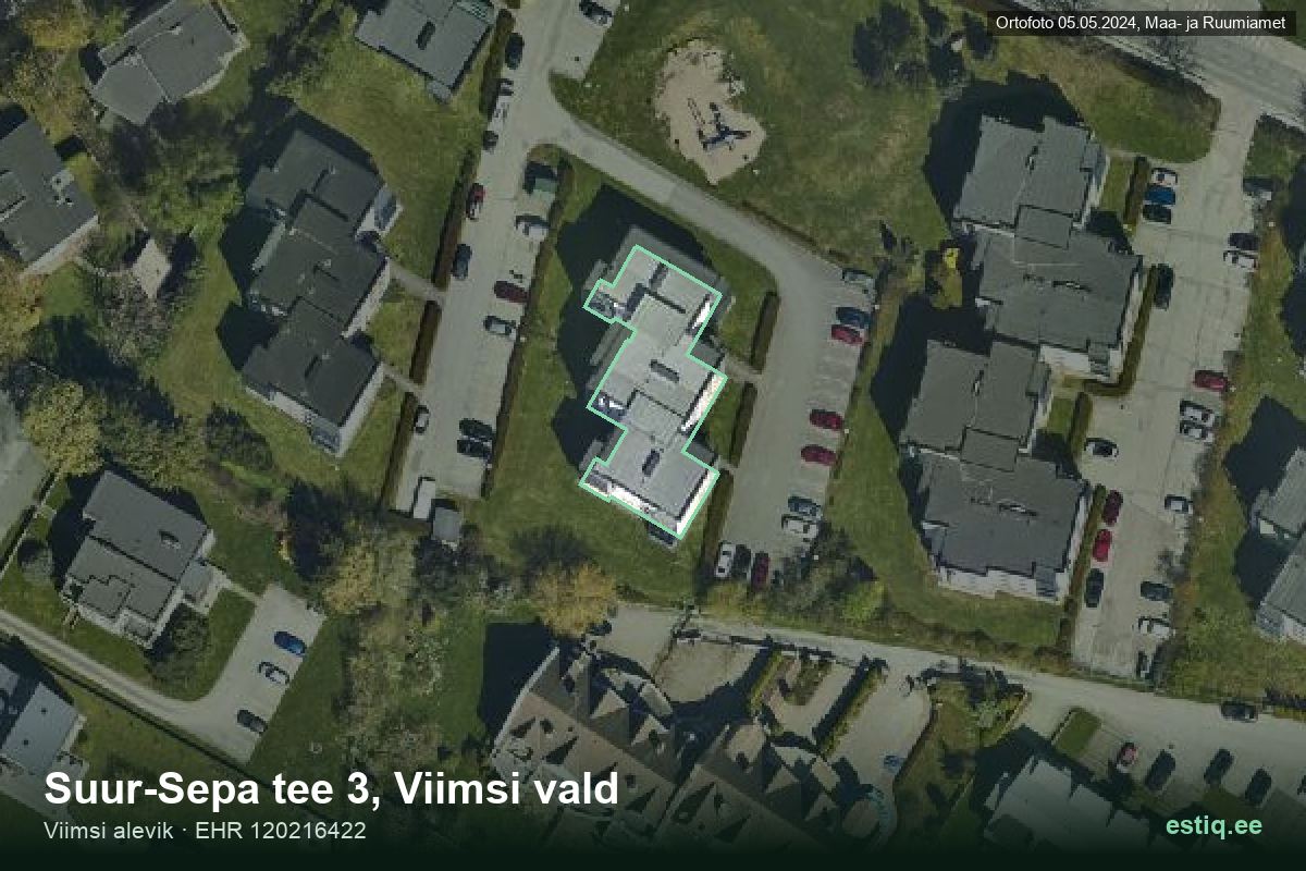 Suur-Sepa tee 3, Viimsi – аэрофото дома, контур по данным регистра строений (EHR)