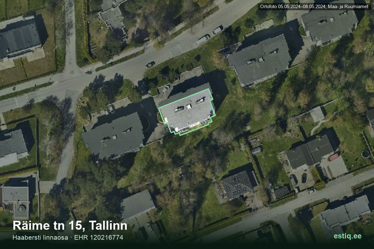 Räime tänav 15, Tallinn – hoone aerofoto, kontuur ehitisregistri (EHR) andmetest