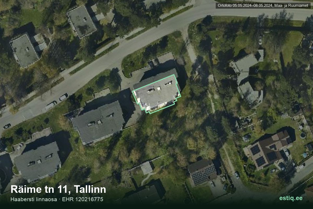 Räime tänav 11, Tallinn – hoone aerofoto, kontuur ehitisregistri (EHR) andmetest