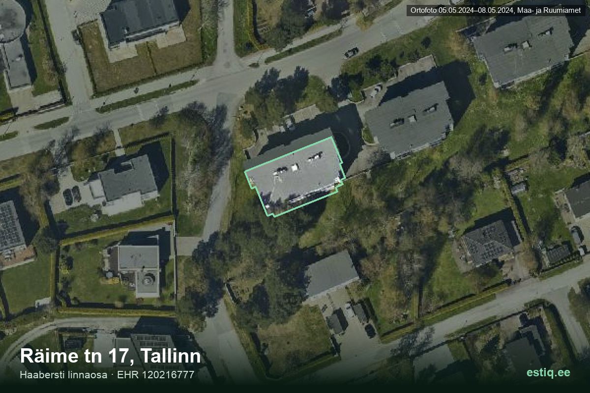 Räime tänav 17, Tallinn – hoone aerofoto, kontuur ehitisregistri (EHR) andmetest