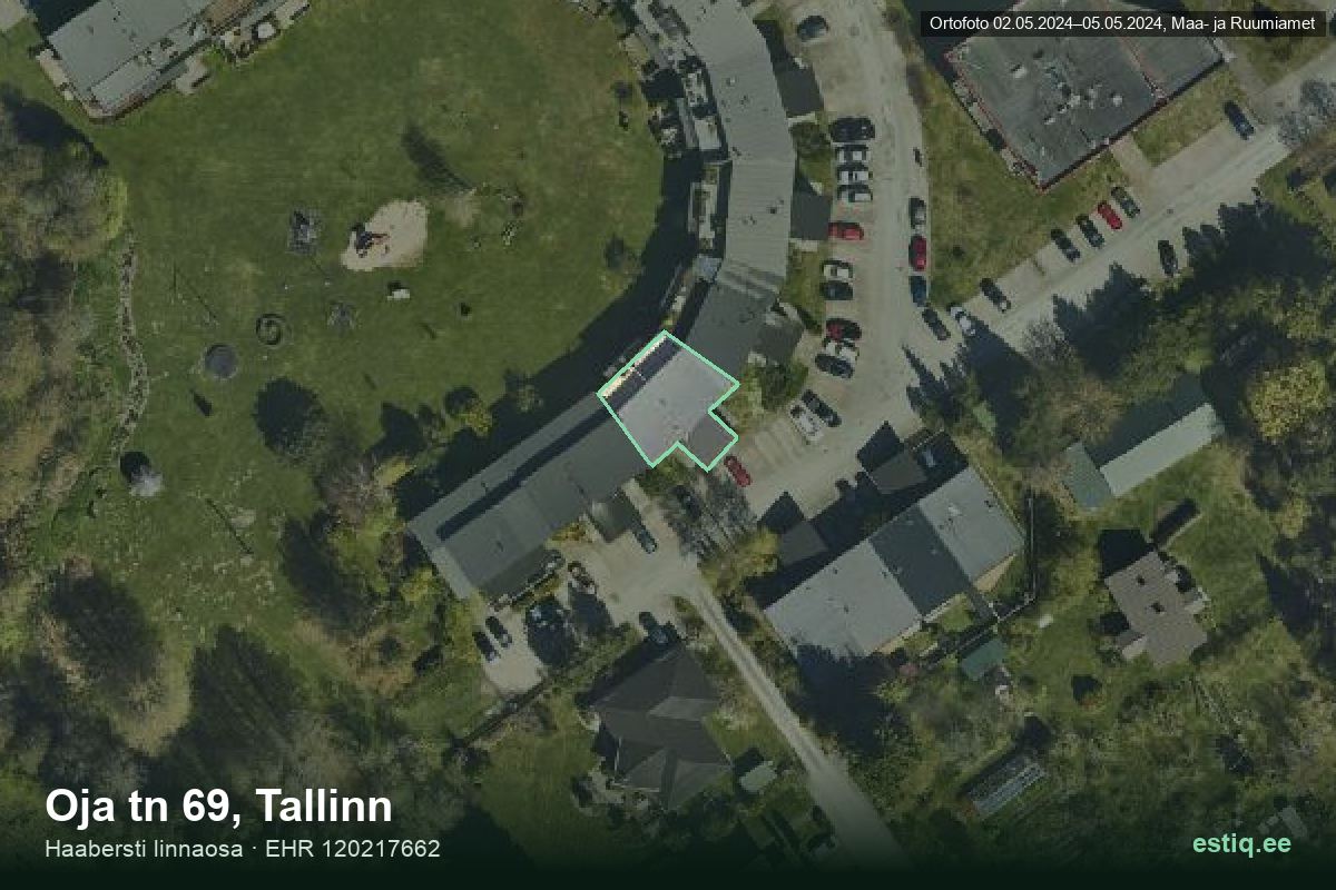 Oja tänav 69, Tallinn – ilmakuva rakennuksesta, ääriviiva rakennusrekisteristä (EHR)
