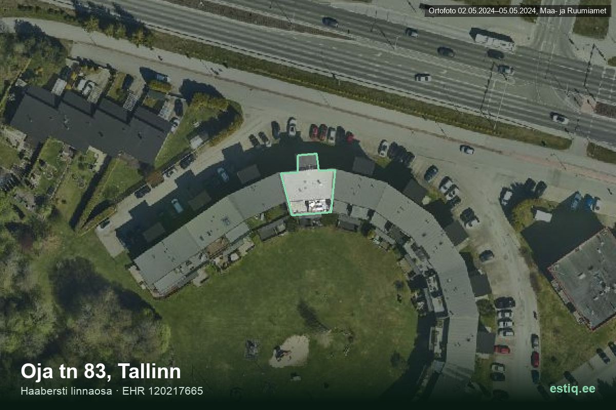 Oja tänav 83, Tallinn – ilmakuva rakennuksesta, ääriviiva rakennusrekisteristä (EHR)