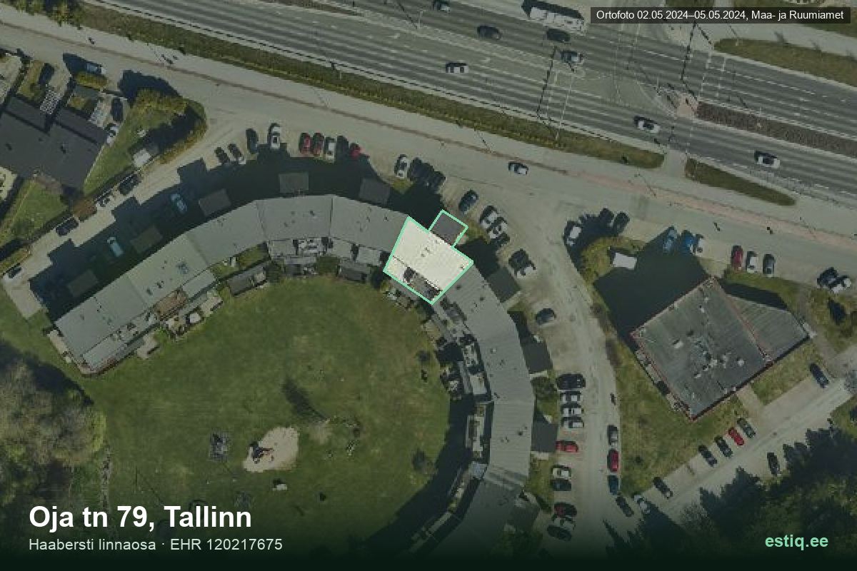 Oja tänav 79, Tallinn – ilmakuva rakennuksesta, ääriviiva rakennusrekisteristä (EHR)