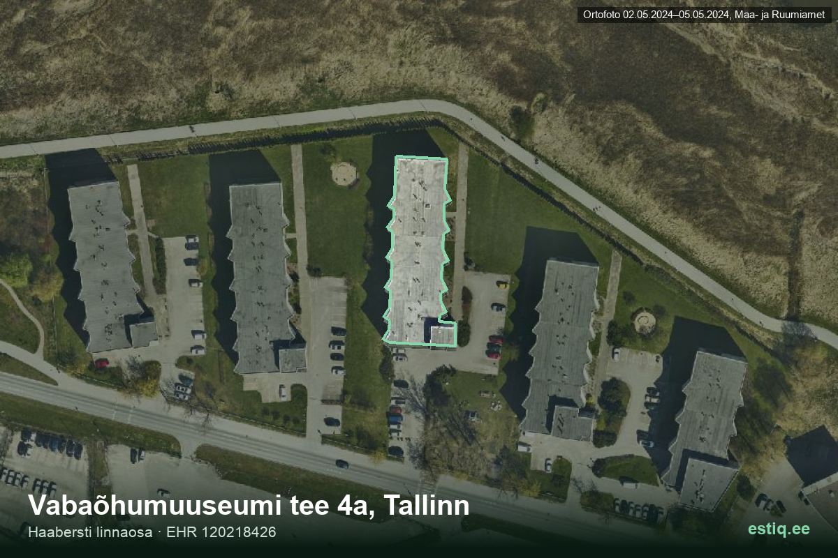 Vabaõhumuuseumi tee 4a, Tallinn – hoone aerofoto, kontuur ehitisregistri (EHR) andmetest