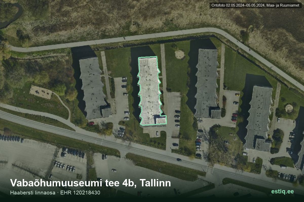 Vabaõhumuuseumi tee 4b, Tallinn – hoone aerofoto, kontuur ehitisregistri (EHR) andmetest