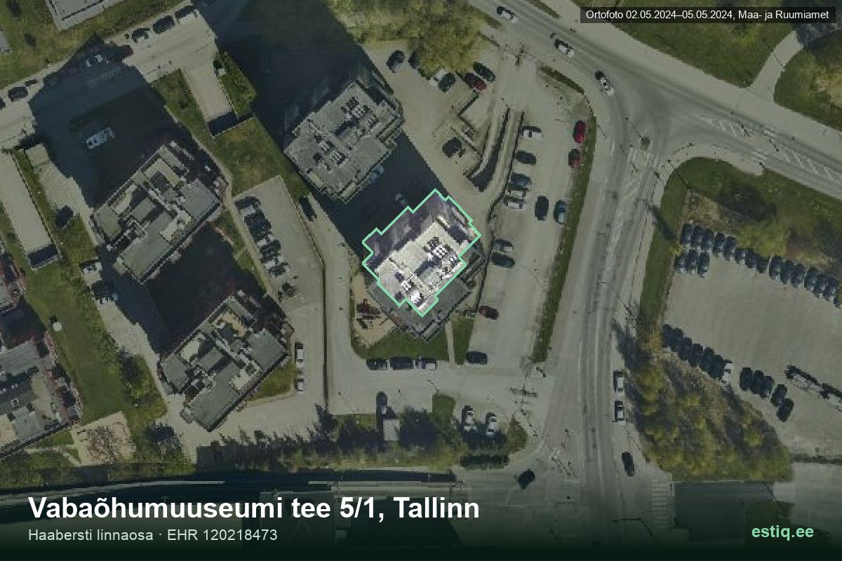 Vabaõhumuuseumi tee 5/1, Tallinn – hoone aerofoto, kontuur ehitisregistri (EHR) andmetest