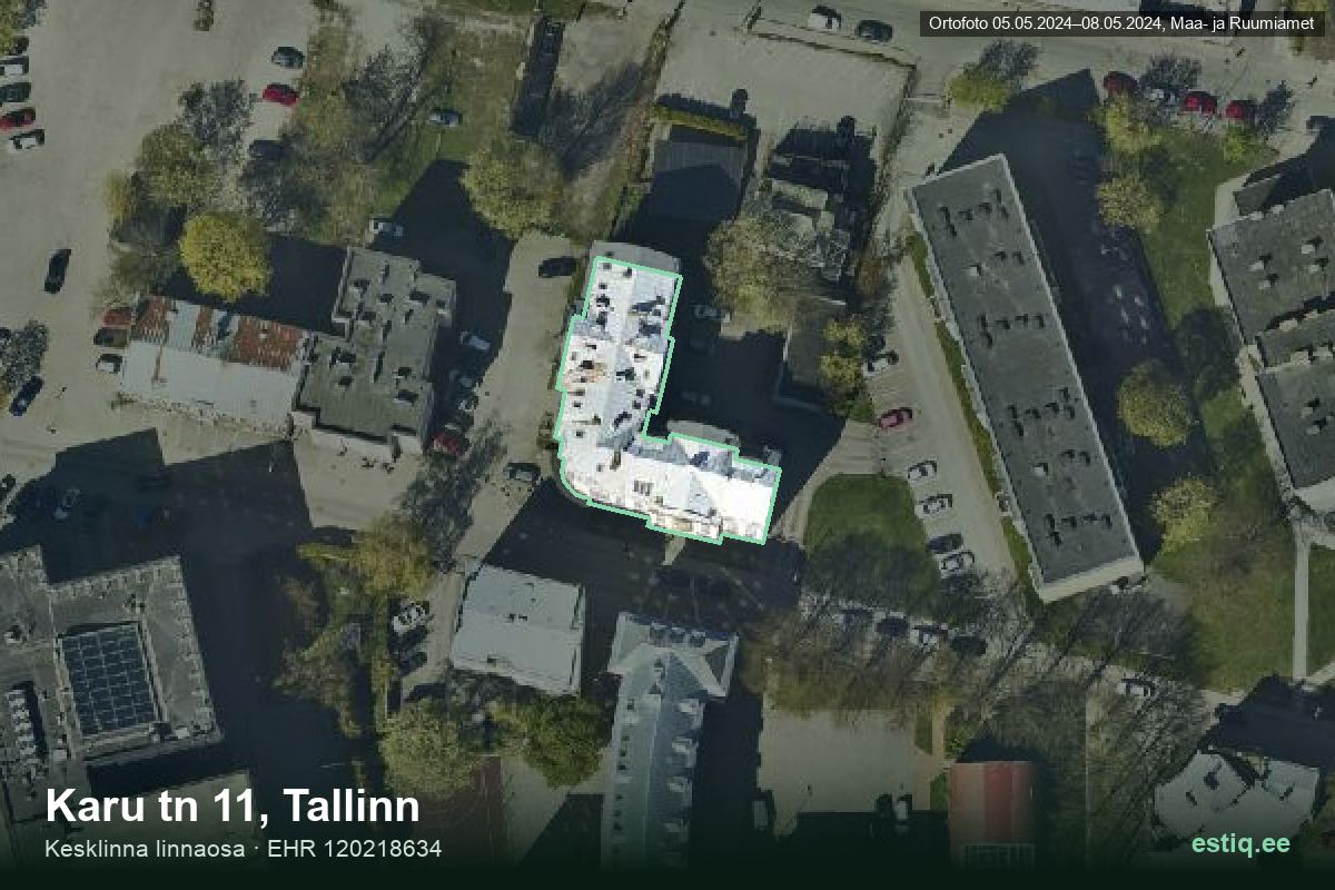 Karu tänav 11, Tallinn – aerial photo of the building, outline from the Building Register (EHR)