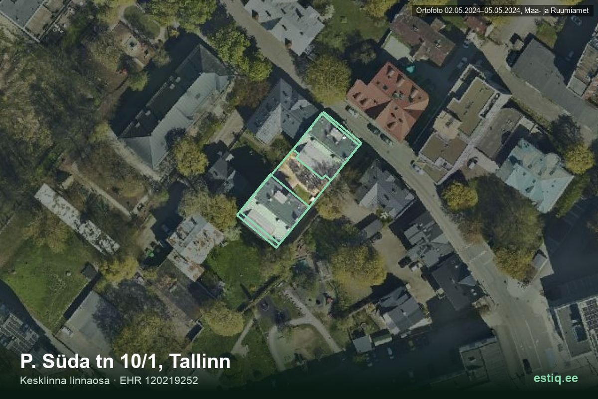 P. Süda tänav 10, Tallinn – aerial photo of the building, outline from the Building Register (EHR)