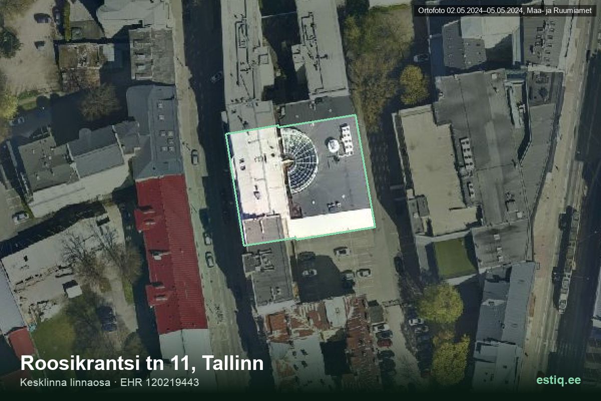 Roosikrantsi tänav 11, Tallinn – aerial photo of the building, outline from the Building Register (EHR)