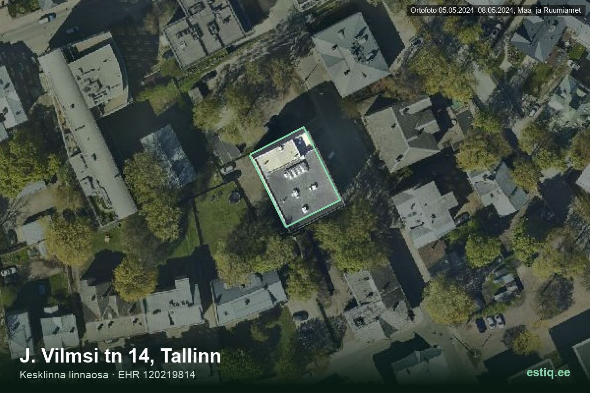 J. Vilmsi tänav 14, Tallinn – ilmakuva rakennuksesta, ääriviiva rakennusrekisteristä (EHR)