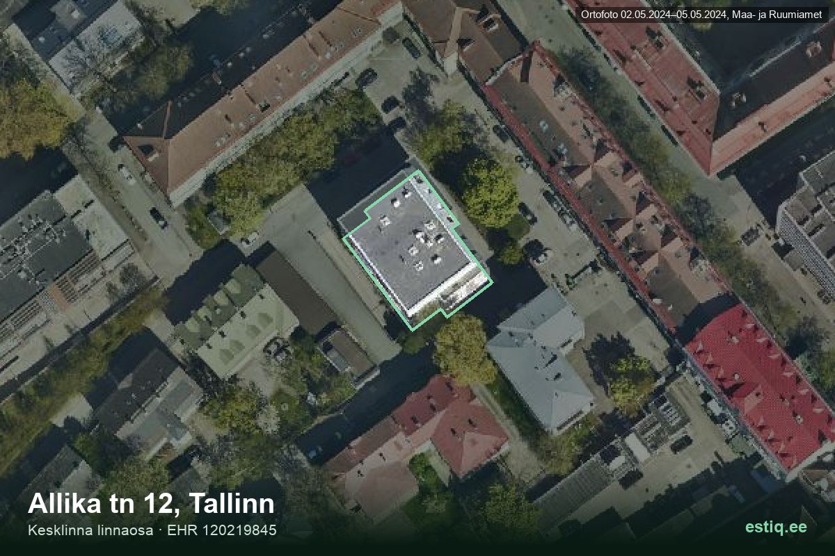 Allika tänav 12, Tallinn – aerial photo of the building, outline from the Building Register (EHR)