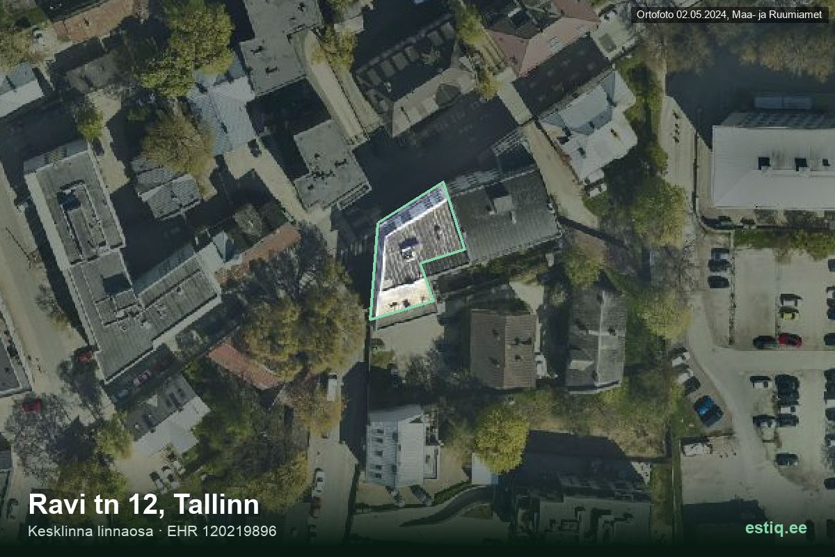 Ravi tänav 12, Tallinn – hoone aerofoto, kontuur ehitisregistri (EHR) andmetest